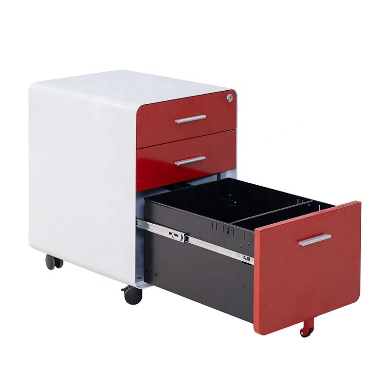 3 Drawers Metal File Cabinets Fireproof Steel Mobile Pedestal Portable Storage Movable Durable a4 File Cabinet With Wheels