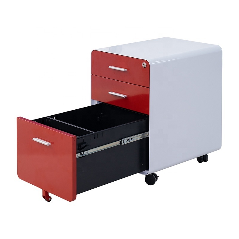 3 Drawers Metal File Cabinets Fireproof Steel Mobile Pedestal Portable Storage Movable Durable a4 File Cabinet With Wheels