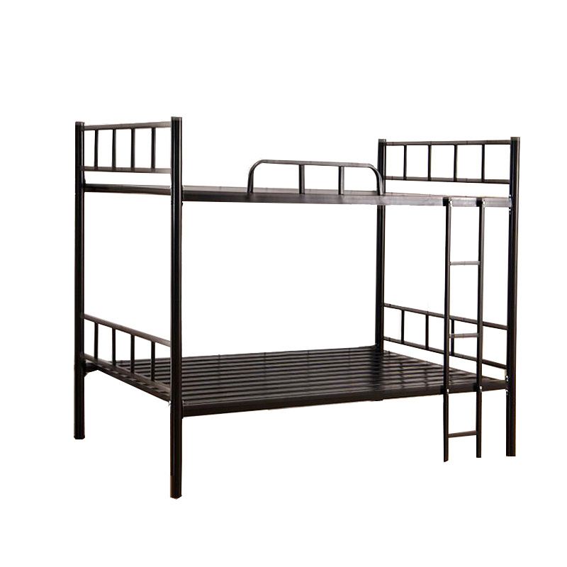 Cheap School Furniture Sets Metal Tubes Frame Accommodation Hostel Bunk Bed For Adult Black