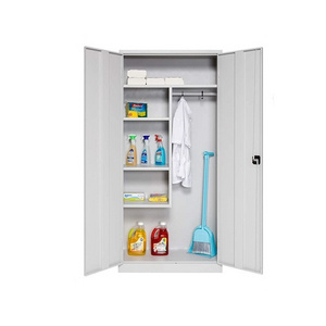 Modern Style Two Door Swing Strong Metal Steel Broom and Mop Storage cabinet