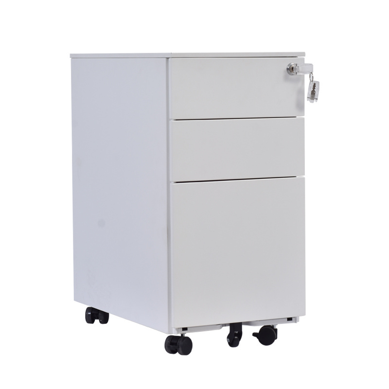 Steel Offical Furnitures Supplier 3 Drawer Metal Office Storage Units Mobile Pedestal Filing Cabinet White