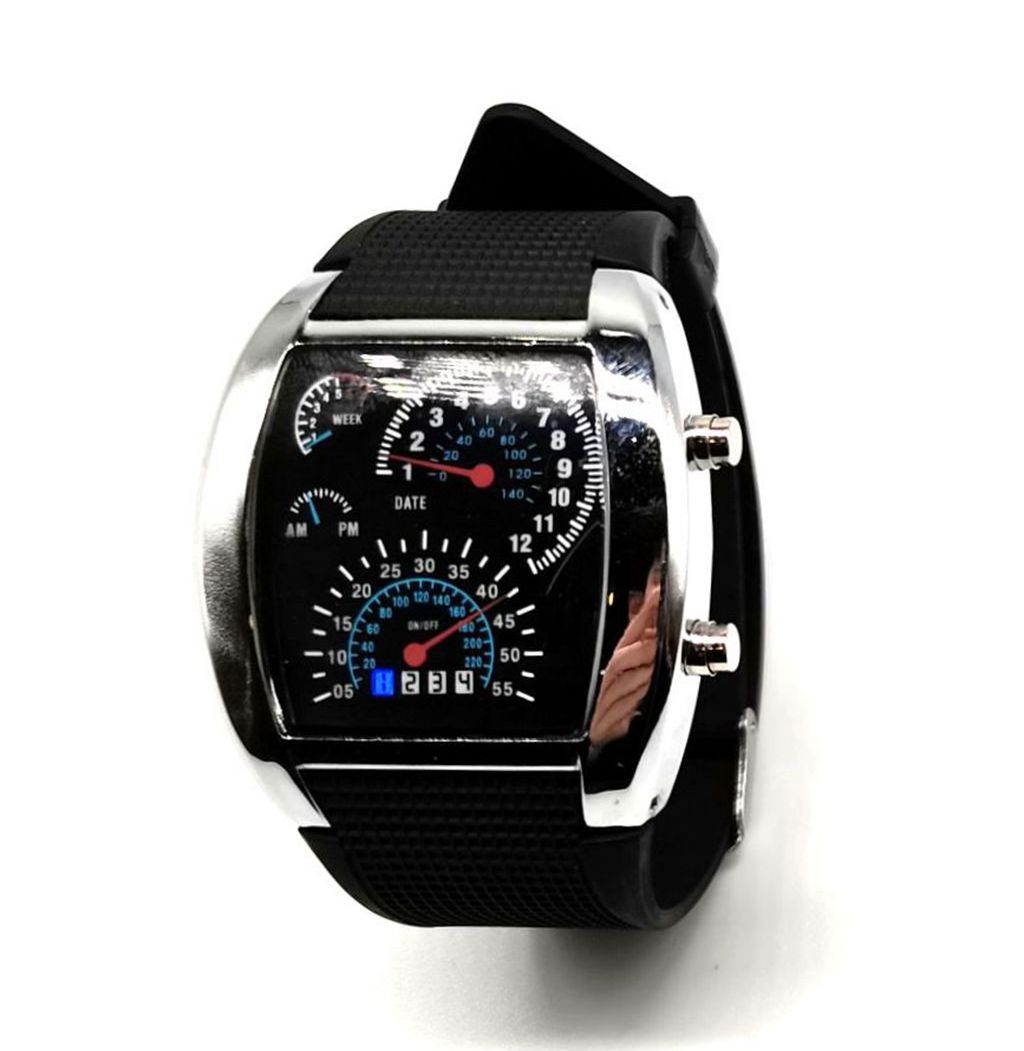 Fashion Men Sports Display Race Speed Car Meter Dial Dashboard LED Watch