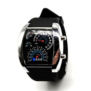 Fashion Men Sports Display Race Speed Car Meter Dial Dashboard LED Watch