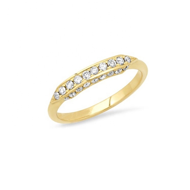 Women Fashion Jewelry 14k Gold Plated 3 Sided Diamond Silver Ring 925