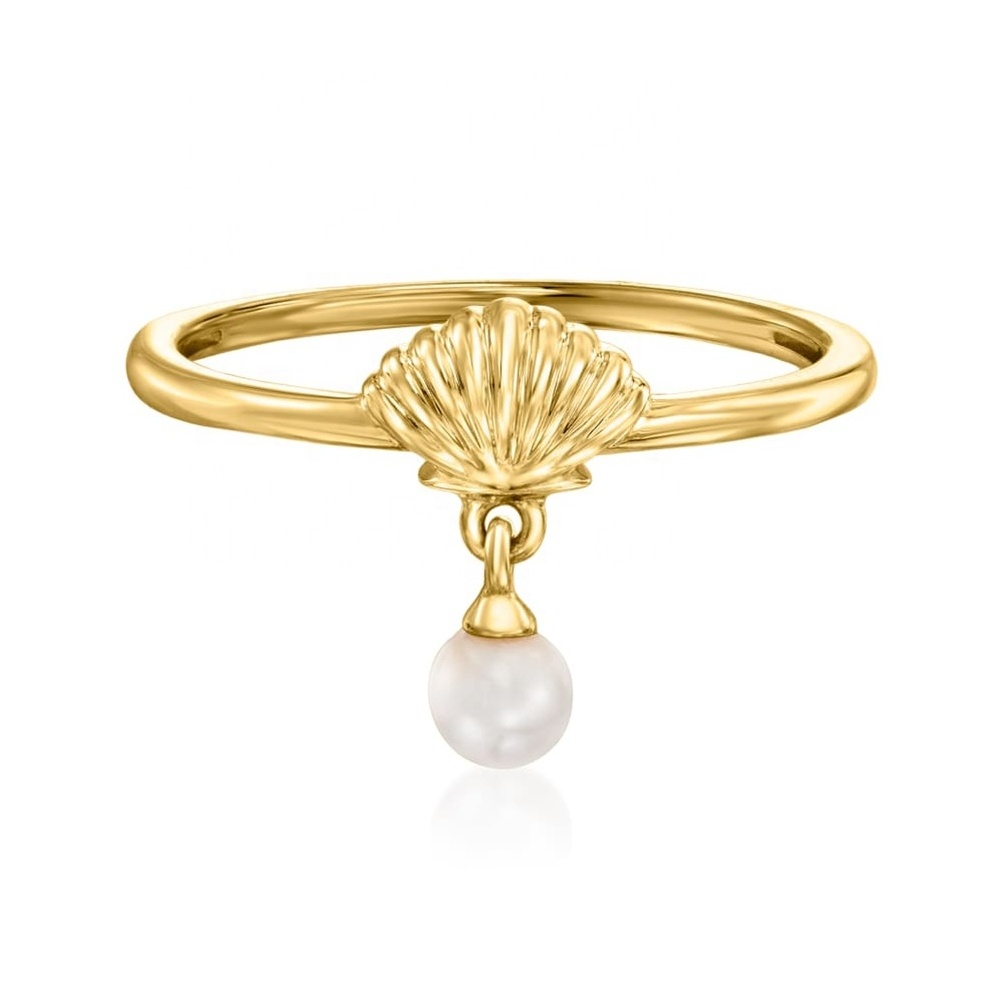 2024 Ocean Collection 14/18K Gold Plated 925 Sterling Silver Sea Beach Freshwater Pearl Sea shell Fashion Jewelry Rings