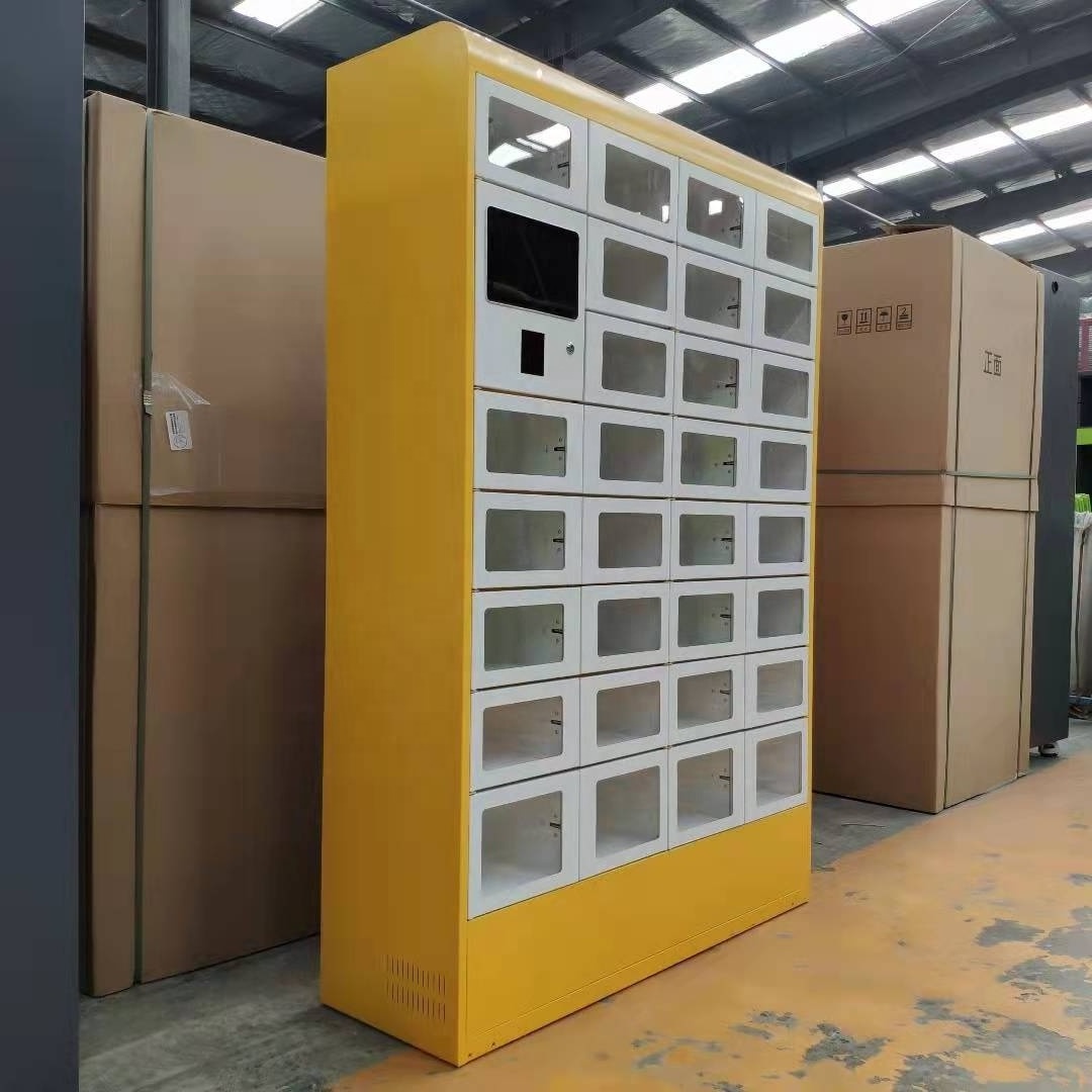 food locker fridge and warmer for schools with camera double sided food locker with screens food locker contactless order pickup