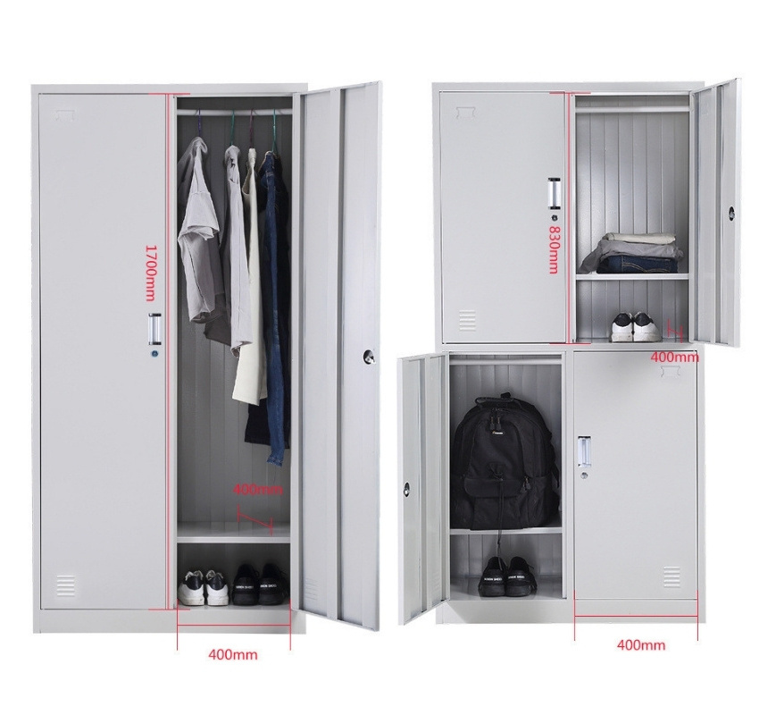 Customized metal steel assembled locker wardrobe closet with hanging rod