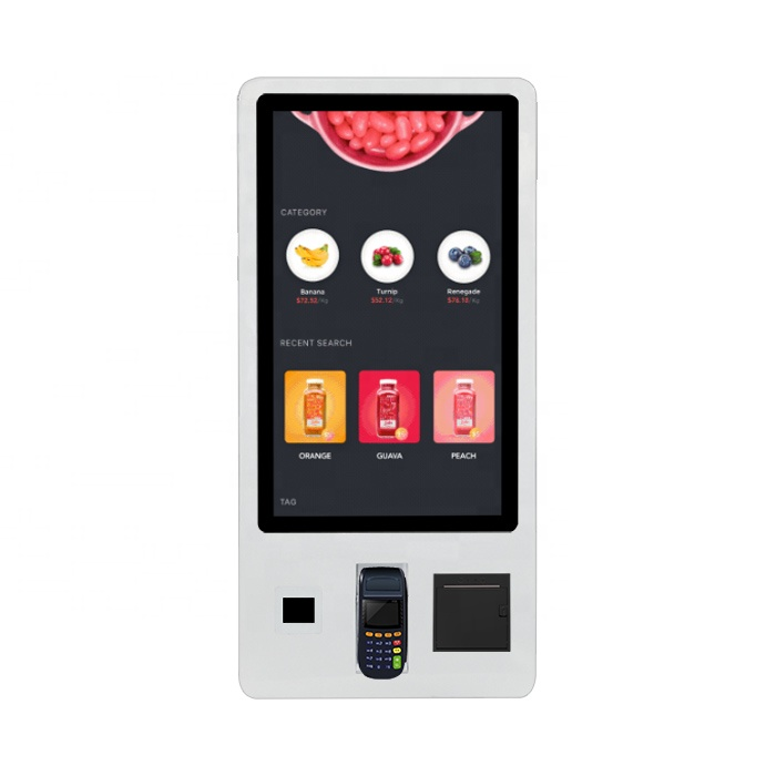 Self service ordering kiosk payment touch screen kiosk machine with printer in restaurant  Credit Card Payment Terminal Kiosk