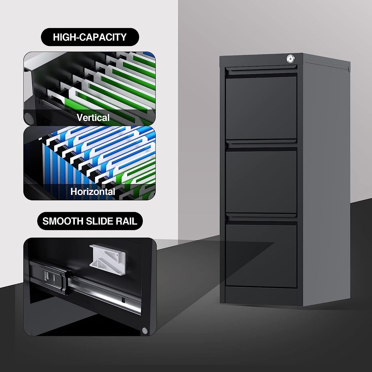 BAIWEI Office Steel Storage File Cabinet 4 Drawer Vertical Office Furniture Metal 4 Drawer Filing Steel Cabinet