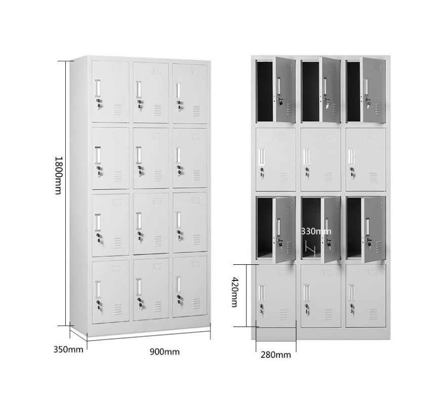 Customized metal steel assembled locker wardrobe closet with hanging rod