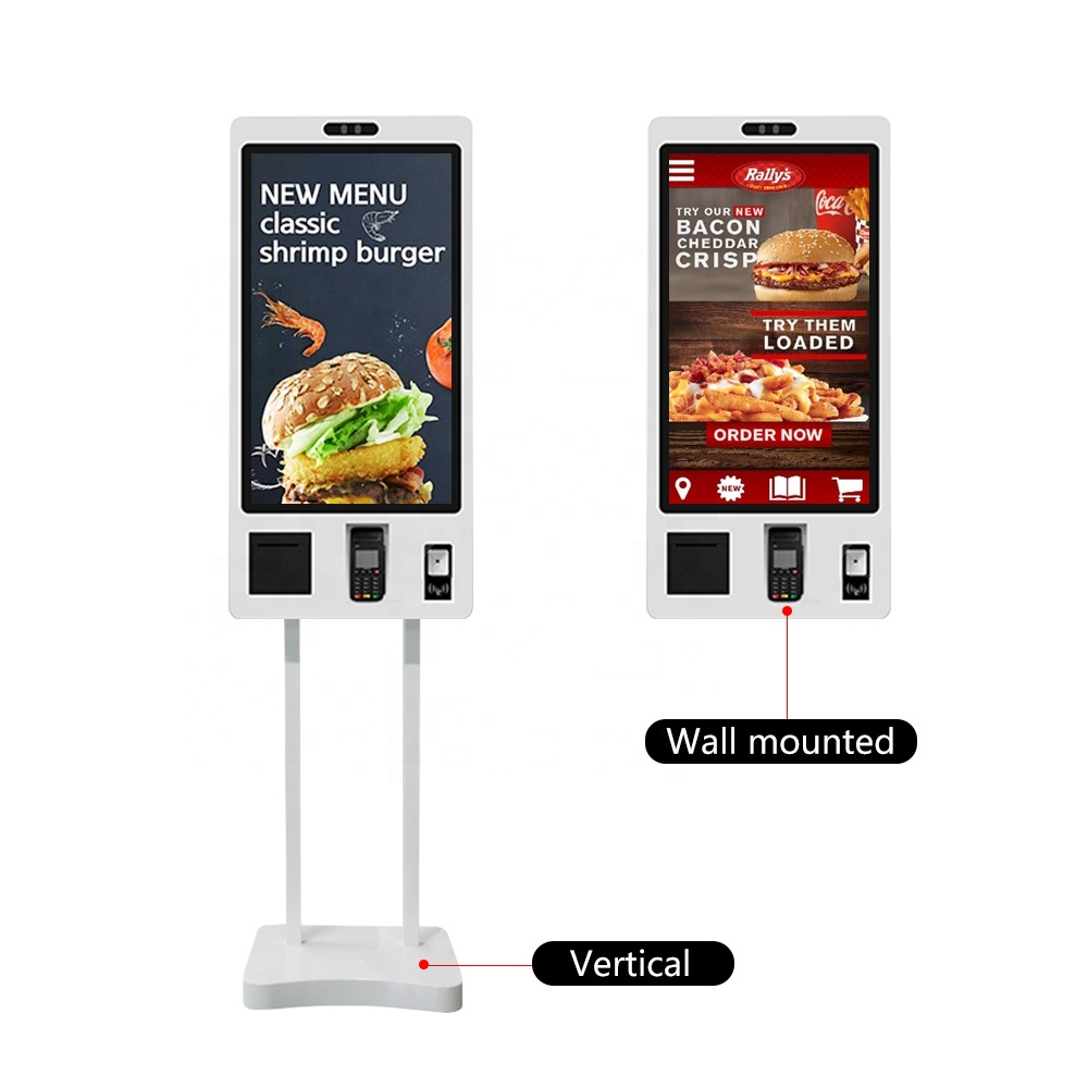 Self service ordering kiosk payment touch screen kiosk machine with printer in restaurant  Credit Card Payment Terminal Kiosk