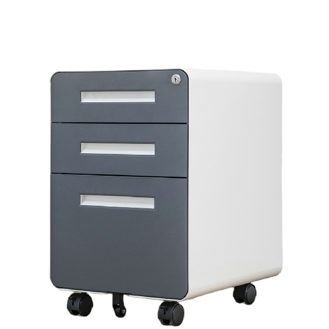 Metal Office Furniture 3 Drawer Mobile Filing 3 Layer Pedestal Cabinet on wheels new design