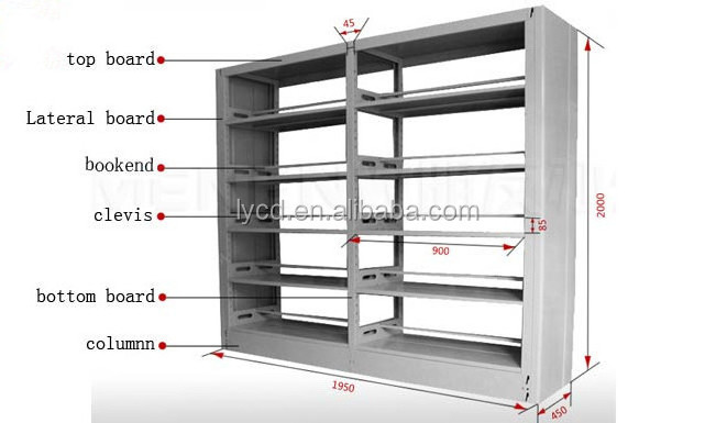 Cheap Library Furniture Double Steel Portable Library Bookcase Metal Book shelf