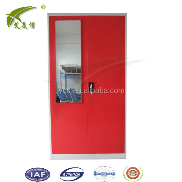 Steel Closet With Glass Door/Steel Locker Almirah/ Assemble Metal Wardrobe