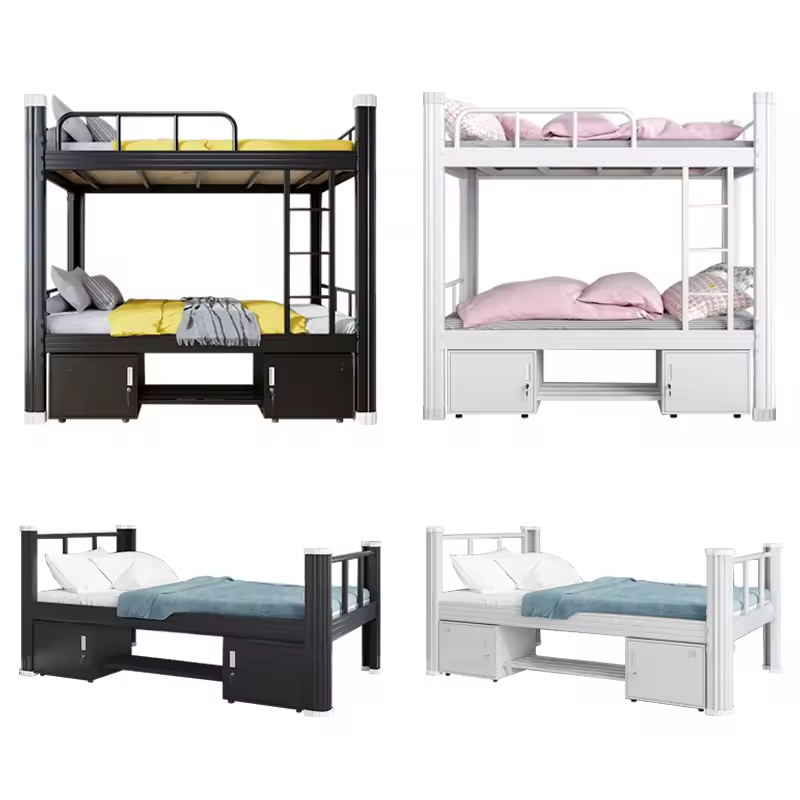 metal Bedroom Furniture Bed Frame Hotel  Bunk Bed/dormitory beds with storage /Loft Bed Single Queen King Size