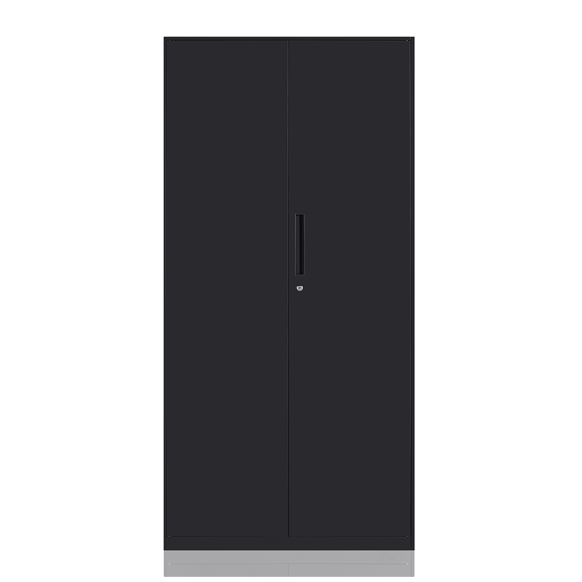 Large tall black iron metal 2 glass door narrow storage file cabinet