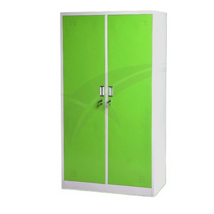 Double door colorful steel bedroom wardrobe design/iron cloth wardrobe