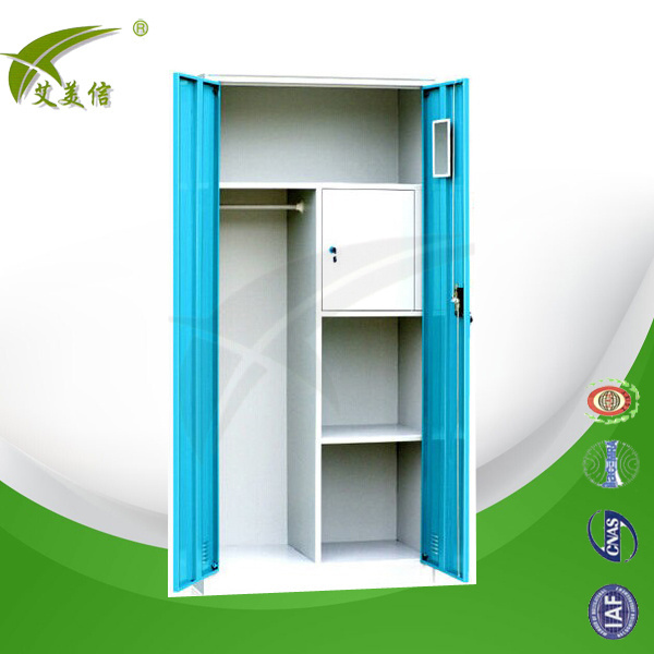 Double door colorful steel bedroom wardrobe design/iron cloth wardrobe