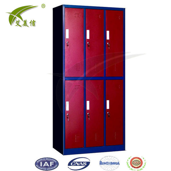 Colorful steel 6 door school metal cabinet locker with key locker prices