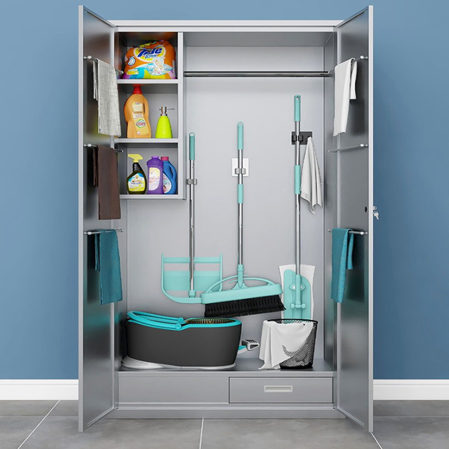 Cheap Price Mop And sundries Cleaning Closet Bathroom Broom metal lockers Storage Cabinets