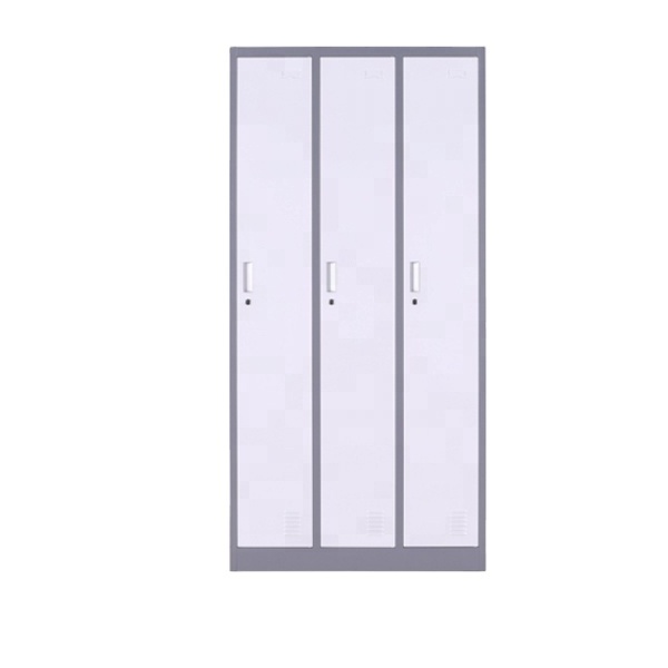 Online shopping 3 door dormitory metal wardrobe locker designs with mirror inside steel 3 person clothes almirah