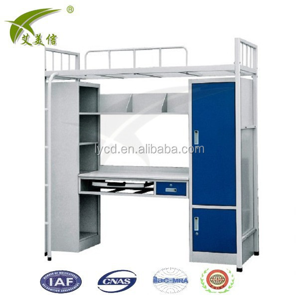 metal bunk bed with locker desk