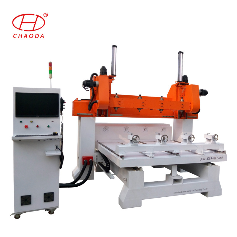 Multi Head 5 Axis 3D Rotary Wood Multi Spindle Router Drilling Machine, Statue CNC Carver