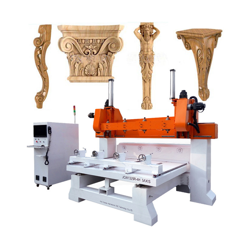 Multi Head 5 Axis 3D Rotary Wood Multi Spindle Router Drilling Machine, Statue CNC Carver