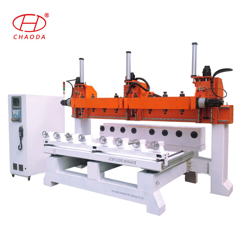 Multi Head 5 Axis 3D Rotary Wood Multi Spindle Router Drilling Machine, Statue CNC Carver