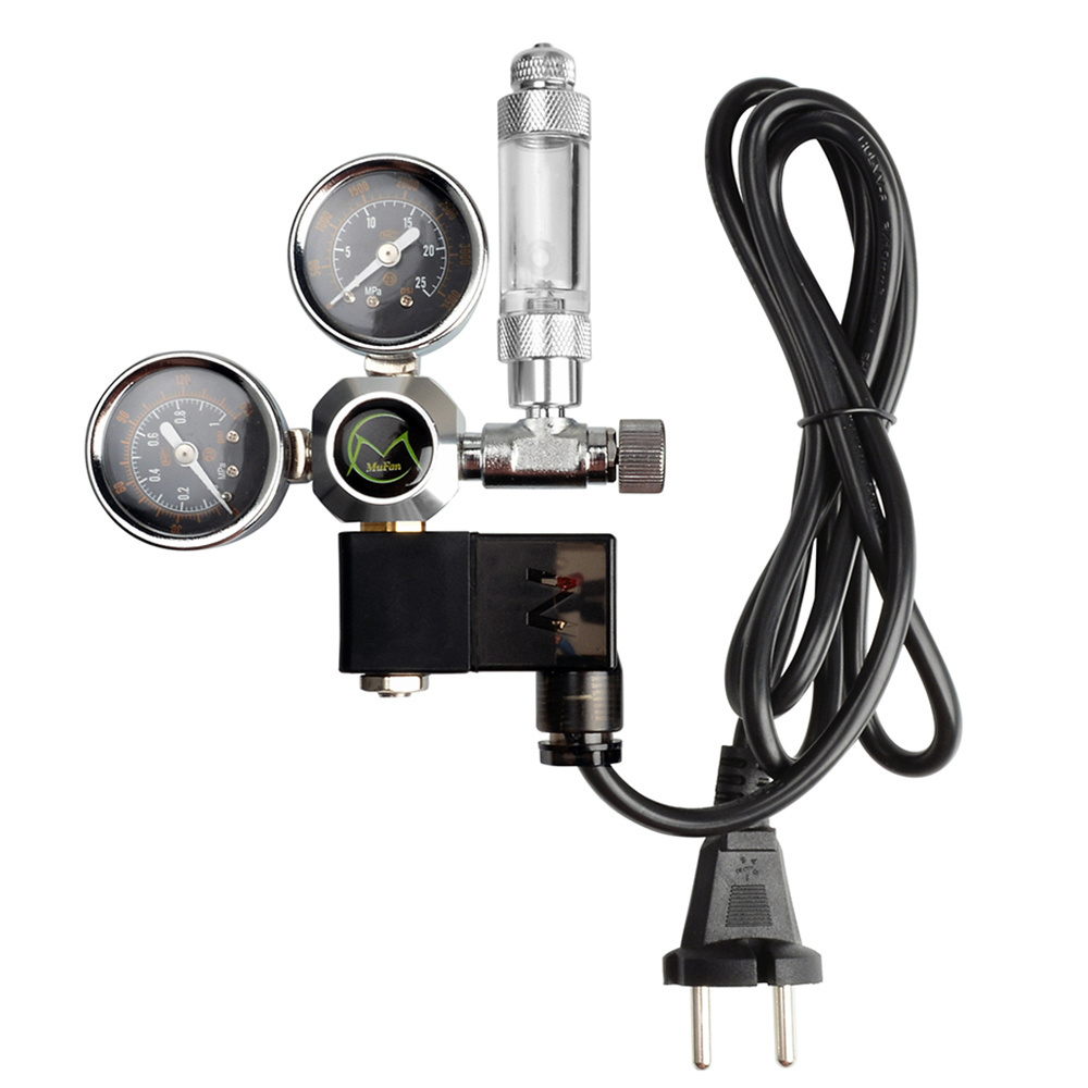 aquarium co2 regulator with Check Valve Bubble Counter magnetic Solenoid Valve MUFAN Aquarium CO2 pressure-reducing valve