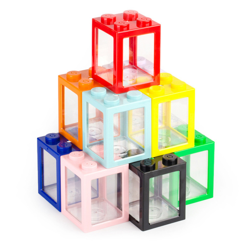 Mini aquarium Betta fish tank Multi-function colorful box  Creative Building block fish tank home office Tea Table Feeding box