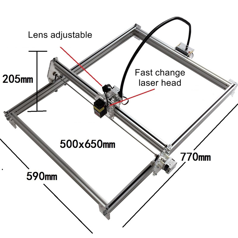 5065 5500MW Blue Violet Laser printer Laser Engraving Machine Mini DIY Laser Marking Carving Machine Size 50*40CM