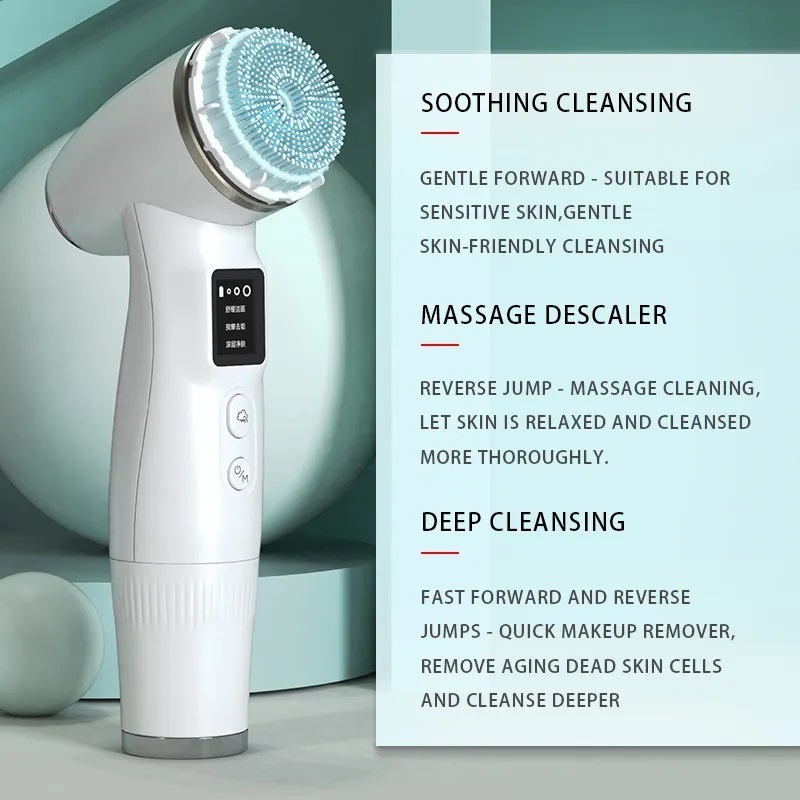 electric facial cleansing brush spin massager rotating face brush with led face rotating face brush electric