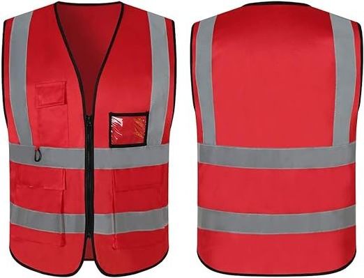 5 Pack Reflective Safety Vest for Women, Men High Visibility Reflective Vest with 5 Pockets Neon Red in stock for man and woman