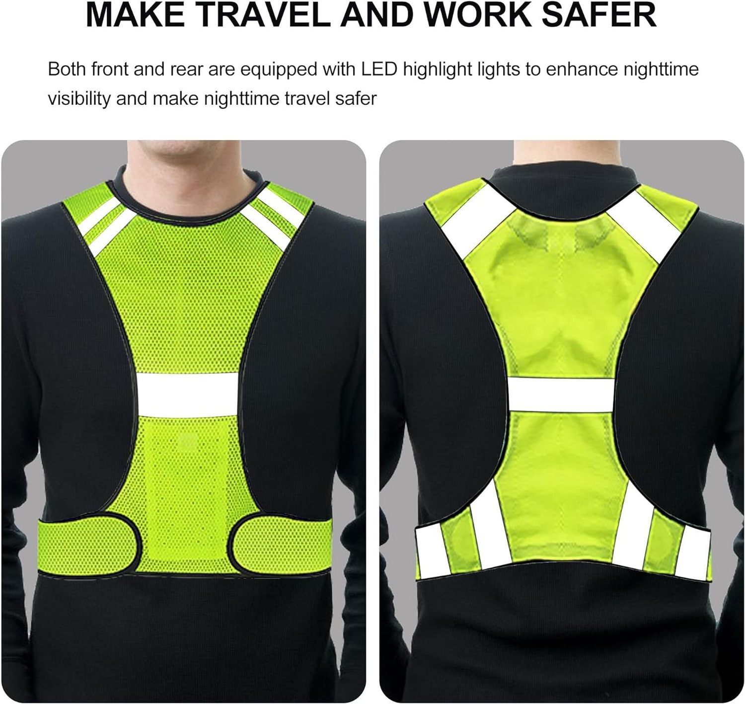 outdoor activity reflective high visibility vest Running  suitable for walking cycling breathable and lightweight man and woman