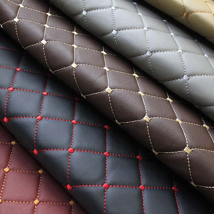 Hot Sale PVC Leather with Embroidery for Car Seat Cover Sponge Foam Quilted Materials for Car Interior Upholstery