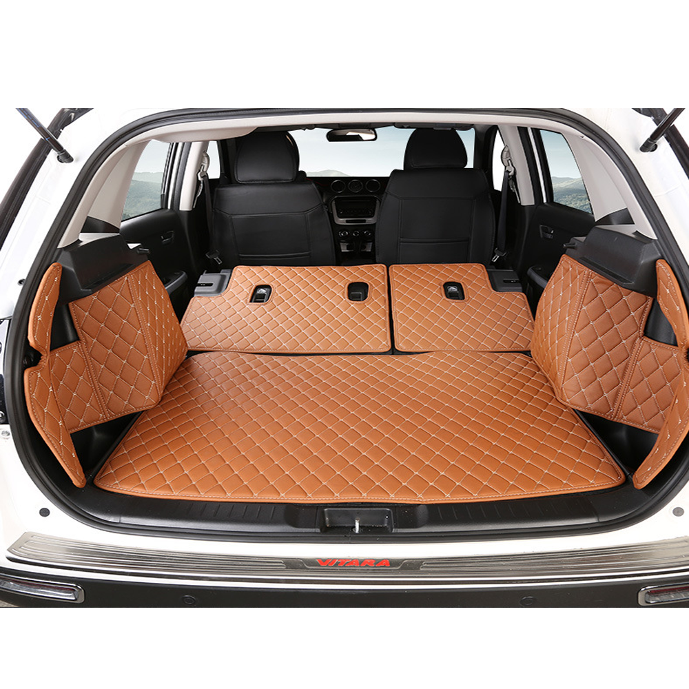 Interior accessories 7D PVC leather foot pad waterproof Full Coverage car boot liner carpet trunk mat for SUV MPV