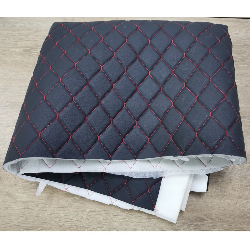 Hot Sale PVC Leather with Embroidery for Car Seat Cover Sponge Foam Quilted Materials for Car Interior Upholstery