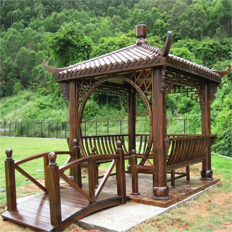 wholesale bulk garden wooden outdoor house wood patio gazebo with table