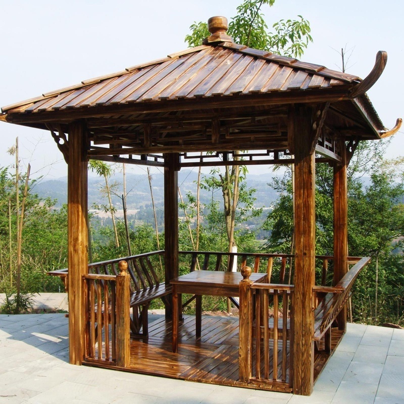 wholesale bulk garden wooden outdoor house wood patio gazebo with table