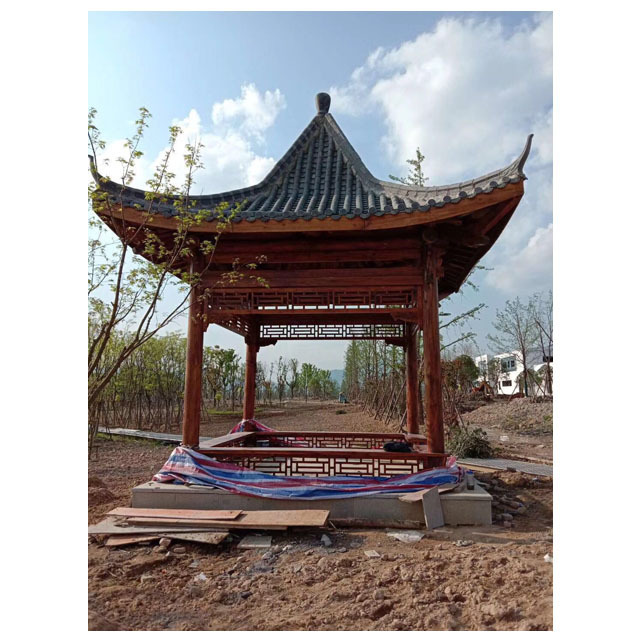 prefab chinese wood garden pavilion gazebo 2.6*2.6m for sale