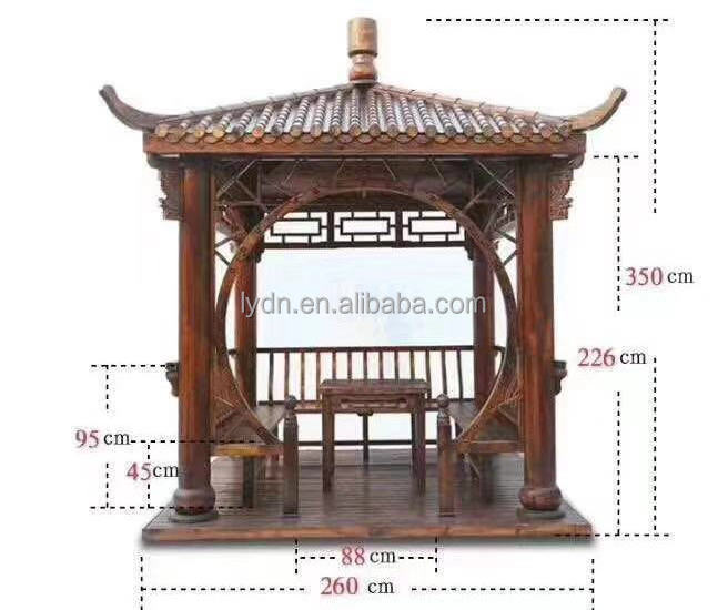 Custom hexagonal quadrangle garden wooden gazebo and Chinese pavilion for people to rest and cooling