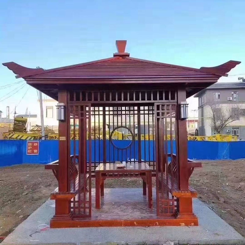 Custom hexagonal quadrangle garden wooden gazebo and Chinese pavilion for people to rest and cooling