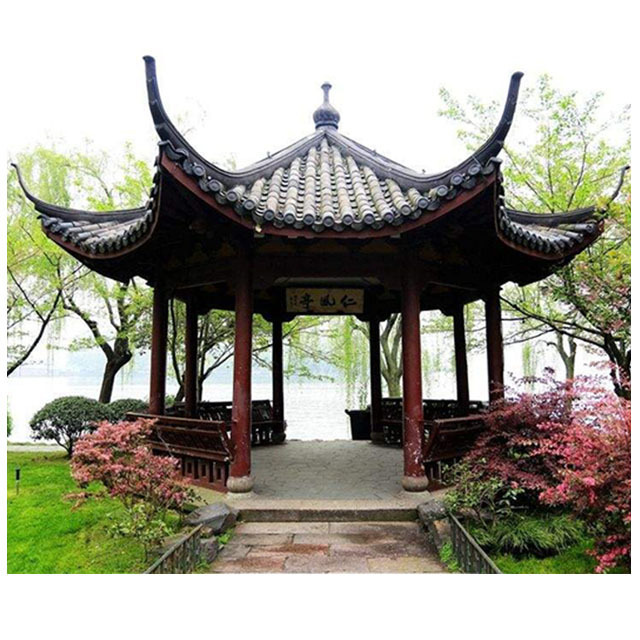 japanese clay roof tile wooden garden outdoor gazebo