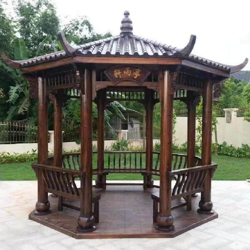 Prefab Chinese small wood gazebo outdoor pavilion 2.6*2.6m