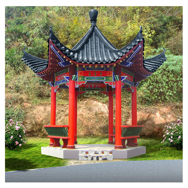 chinese style wooden outdoor gazebo