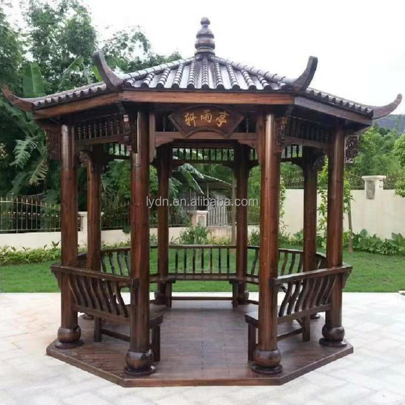 Antique Garden Wood Decoration Cabin Classic China Garden Wooden Gazebo Tiny House