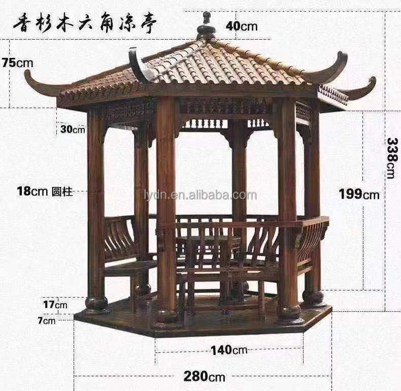 Antique Garden Wood Decoration Cabin Classic China Garden Wooden Gazebo Tiny House