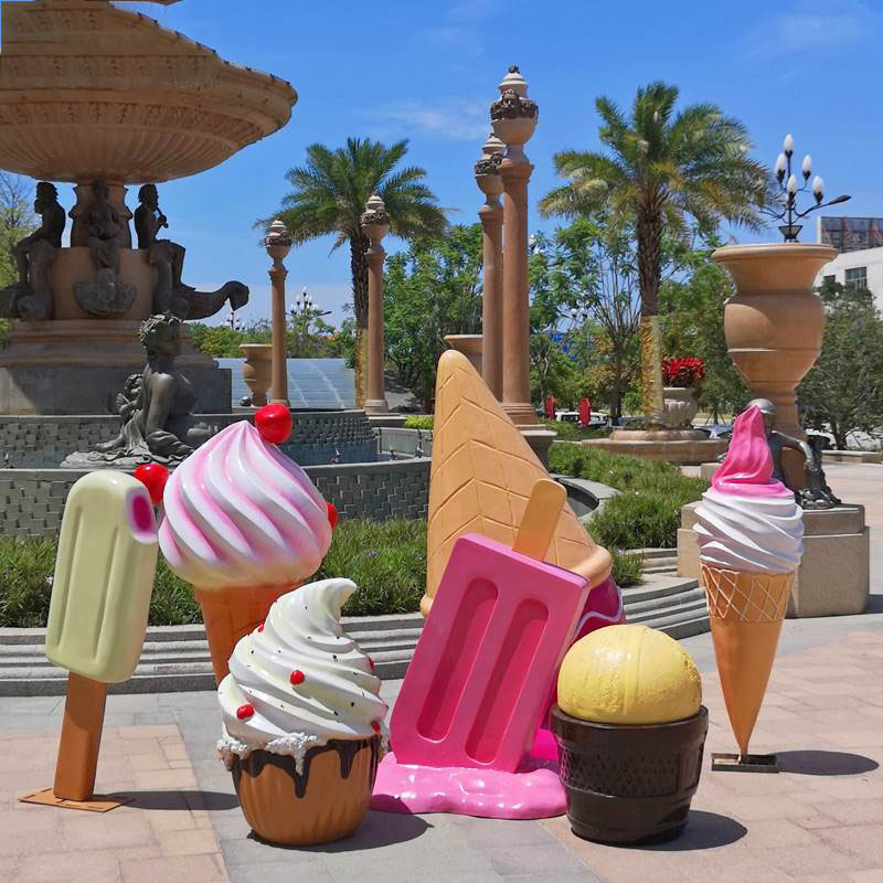 life size food model resin ice cream cone statue for restaurant decoration