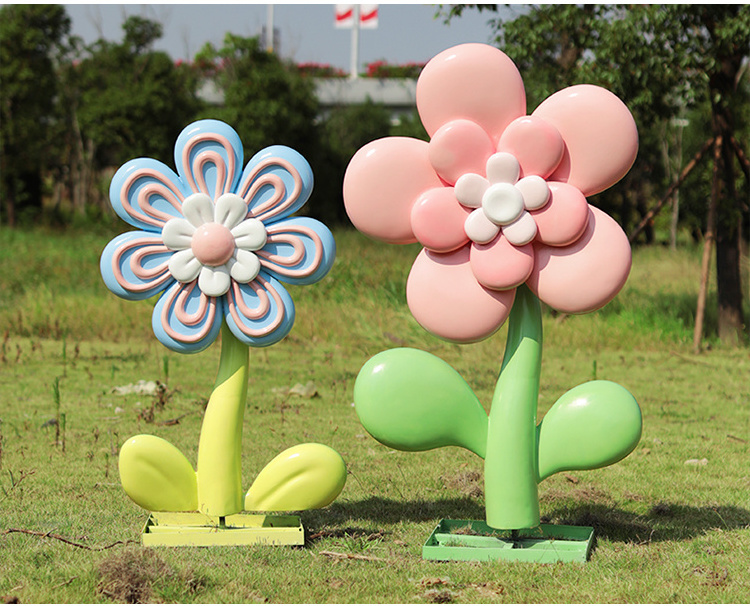 life size party display props resin hot air balloon props fiberglass flower statue for sale